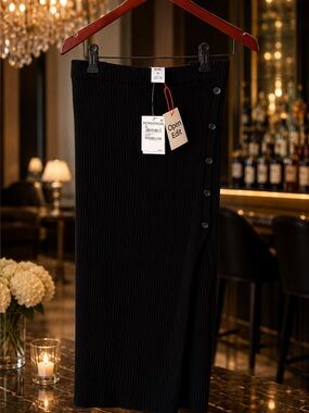 NWT Open Edit XL Ribbed Knit Button Midi Skirt Nordstrom